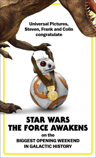Illustration for article titled Jurassic World felicita a Star Wars por el récord de taquilla como manda la vieja tradición